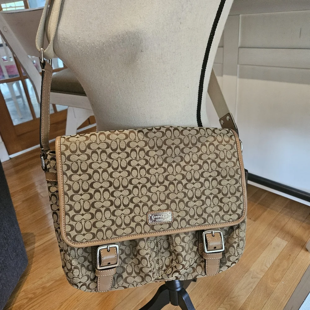 Vtg Coach Sam Sport Calf Leather Saddle Brown Crossbody Messenger Bag - Picture 2 of 8